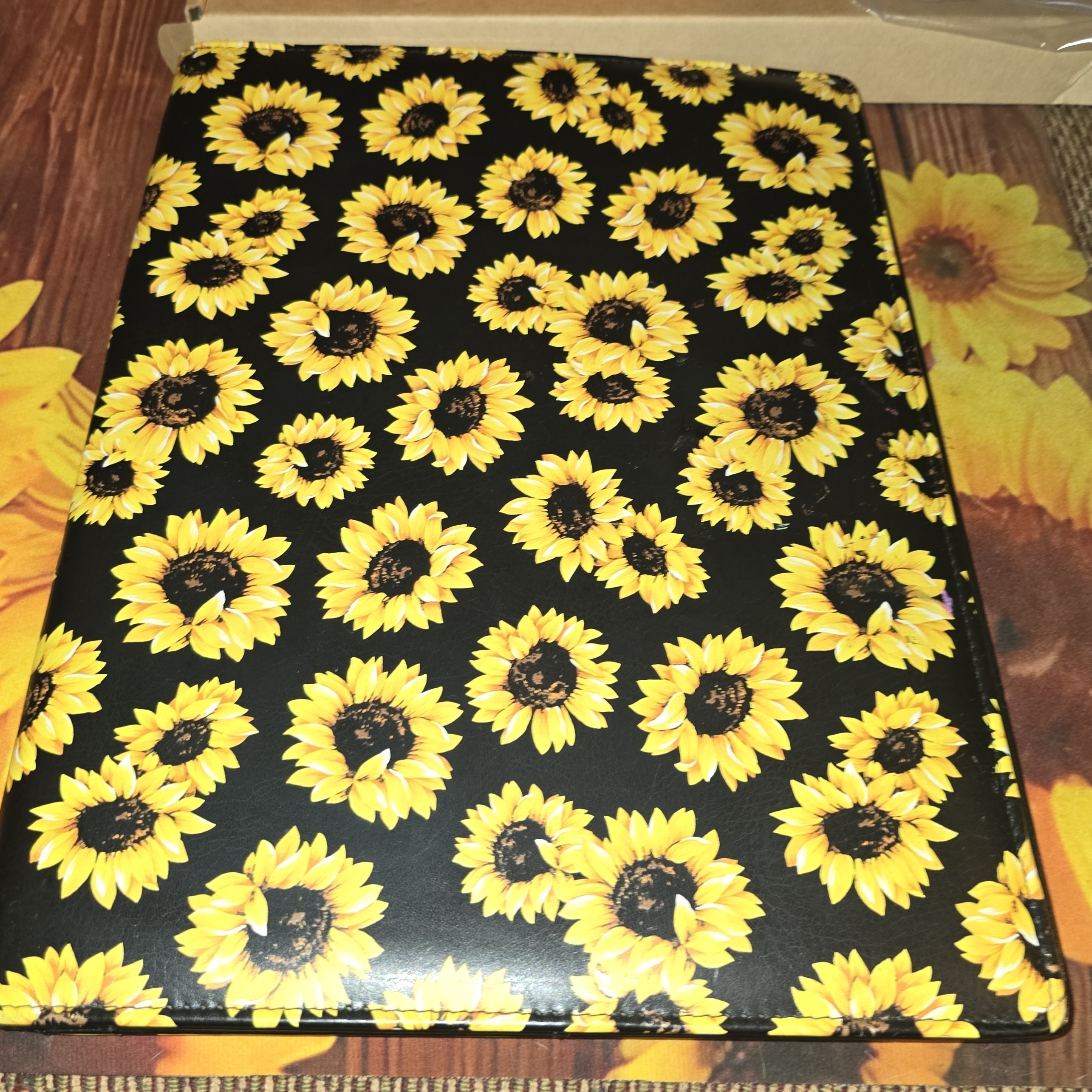 Sunflower Patterned Black Notebook